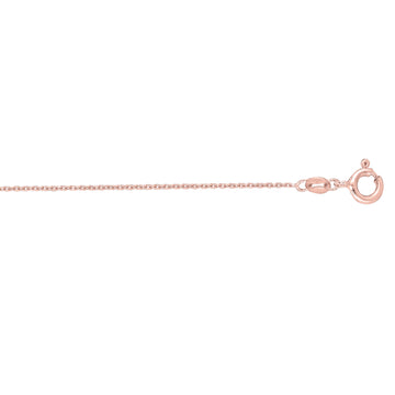 14K Rose Gold 1.1mm Diamond Cut Cable 16 Chain with Spring Ring